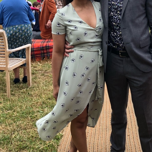 Mint Green Floral Midi Dress - Picture 7 of 7